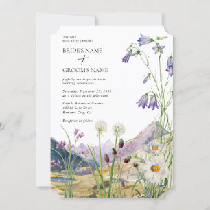Rustic Watercolor Wildblomberget Bröllop Inbjudningar