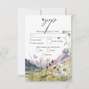 Rustic Watercolor Wildblomberget Bröllop OSA Kort