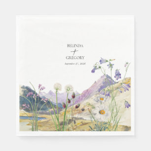 Rustic Watercolor Wildblomberget Bröllop Pappersservett