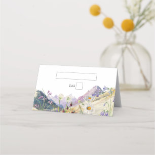 Rustic Watercolor Wildblomberget Bröllop Placeringskort
