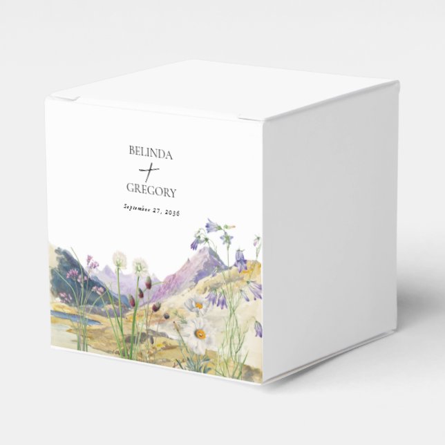 Rustic Watercolor Wildblomberget Bröllop Presentaskar (Framsidan Sidan)