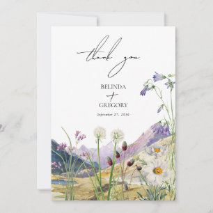 Rustic Watercolor Wildblomberget Bröllop Tack Kort