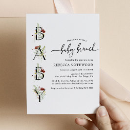 Rustic Watercolor WildblommBoho Baby Brunch Inbjudningar