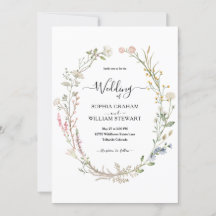 Rustic Watercolor Wildblomme Theme Boho Bröllop