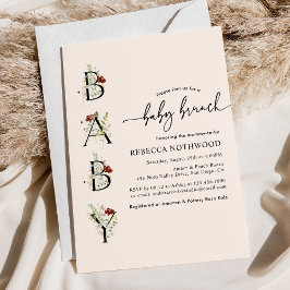 Rustic Watercolor Wildblommor Baby Brunch Inbjudningar