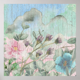 Rustic Watercolor Wildblommor Poster