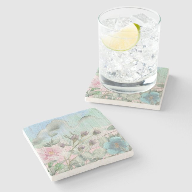 Rustic Watercolor Wildblommor Stenunderlägg (Sidan)