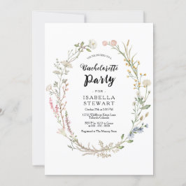 Rustic Watercolor Wildbloms Bachelorette Party Inbjudningar