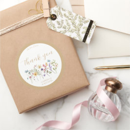 Rustic Watercolor Wildflower Wedding  Runt Klistermärke