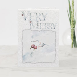 Rustic Watercolor Winter Berry jul Kort