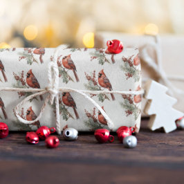 Rustic Watercolor Winter Cardinal Holly Gren Presentpapper