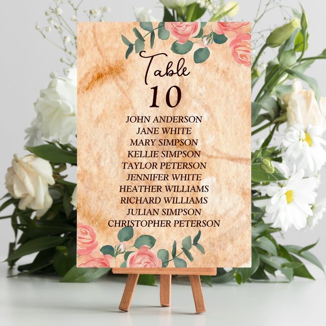 Rustic Watercolor Wood Slice Bordsnummer (Skapare uppladdad)