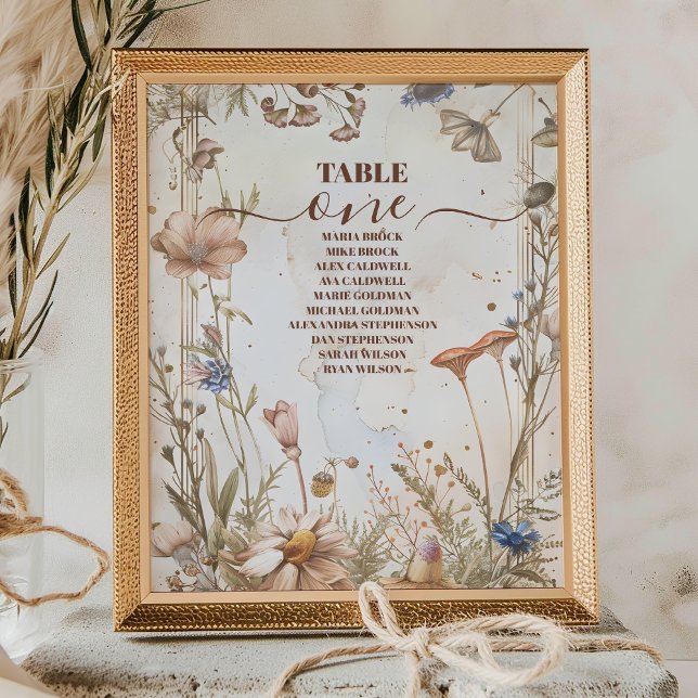 Rustic Watercolor Woodland Bröllop Bordsnummer (Skapare uppladdad)