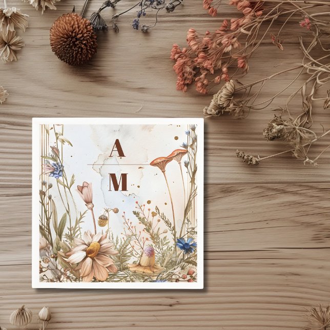 Rustic Watercolor Woodland Bröllop Pappersservett (Skapare uppladdad)