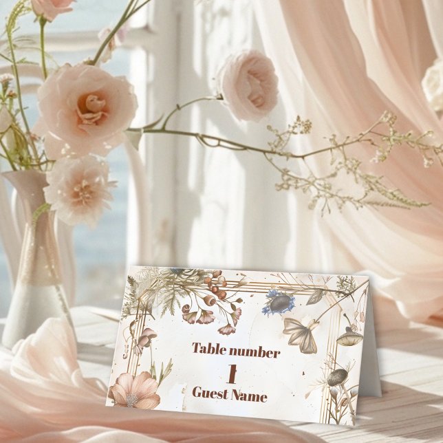 Rustic Watercolor Woodland Bröllop Placeringskort (Skapare uppladdad)