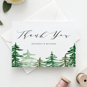 Rustic Watercolor Woodland Bröllop Tack Vykort