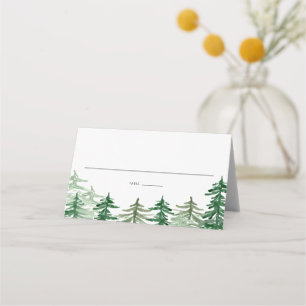 Rustic Watercolor Woodland Forest Bröllop Placeringskort