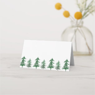 Rustic Watercolor Woodland Träd Bröllop Placeringskort