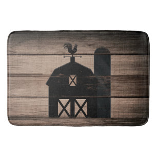 Rustic Weasted Wood Black Barn Land Badrumsmatta