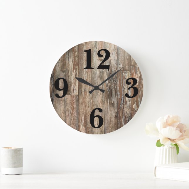 Rustic Weasted Wood Decor Stor Klocka (Hem)