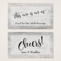 Rustic Weasted Wood Elegant Script Drink Biljett
