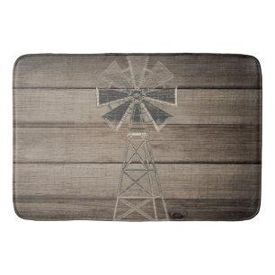 Rustic Weasted Wood Land Vind Mill Badrumsmatta
