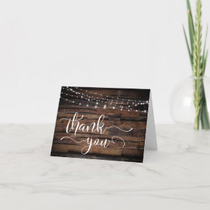 Rustic Weasted Wood Typography Bröllop Tack Kort
