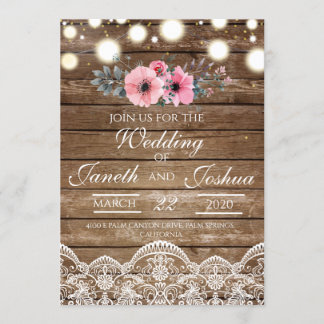 Rustic Wedding Invitation, Country Wedding Inbjudningar