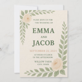 Rustic Wedding Invitation - Sage and Blush Inbjudningar