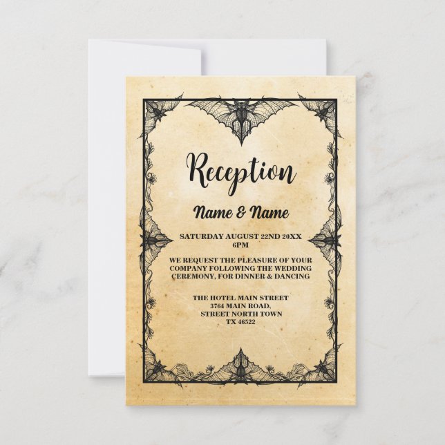 Rustic Wedding Reception Cards Gothic Ram Inbjudningar (Framsida)
