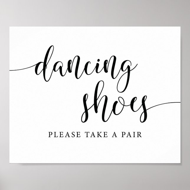 Rustic Wedding Reception Dancing Shoes Sign Poster (Framsidan)