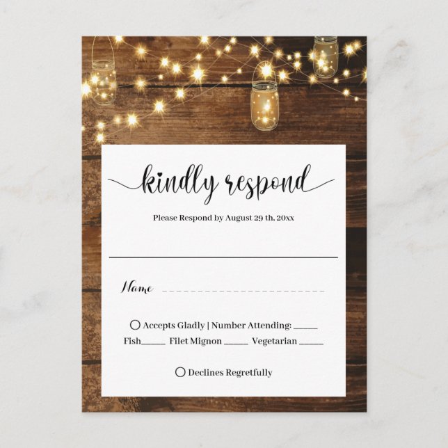  Rustic Wedding RSVP  Vykort (Framsida)
