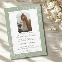 Rustic Wedding Sage Green and White Modern Inbjudningar