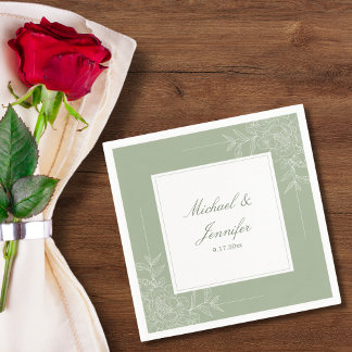 Rustic Wedding Sage Green and White Modern Pappersservett