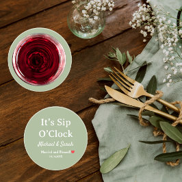 Rustic Wedding Sage Green It’s Sip O’Clock Custom Underlägg