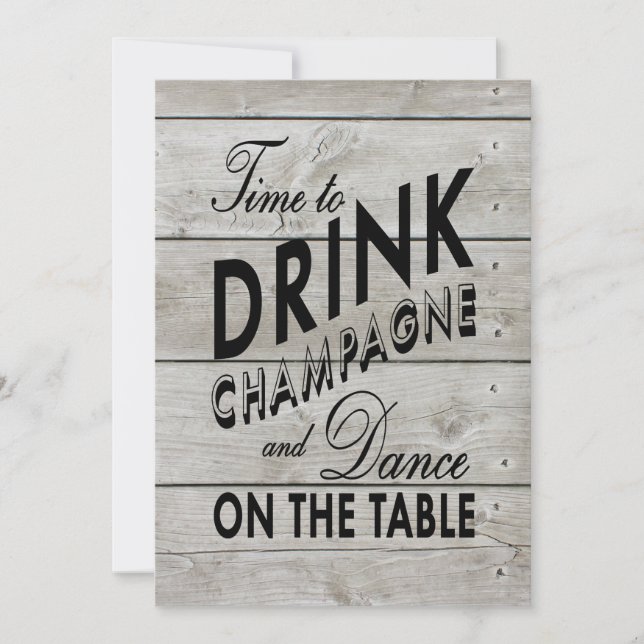 Rustic Wedding Time to Drink Champagne Inbjudningar (Framsida)