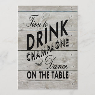 Rustic Wedding Time to Drink Champagne Inbjudningar