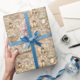 Rustic Wedding Watercolor Lanterns Cake Florals Presentpapper