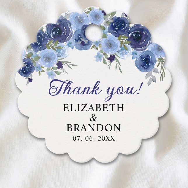 Rustic Wedding with Blue Navy Flowers Gåvor Etiketter (Skapare uppladdad)