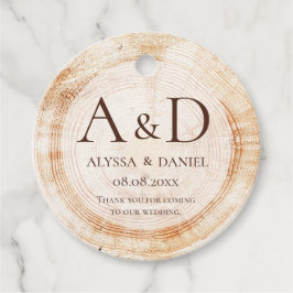 Rustic Wedding wood grain Monogram thank you Gåvor Etiketter