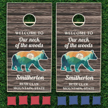 Rustic Welcome Bear Mountains Compass Family Namn