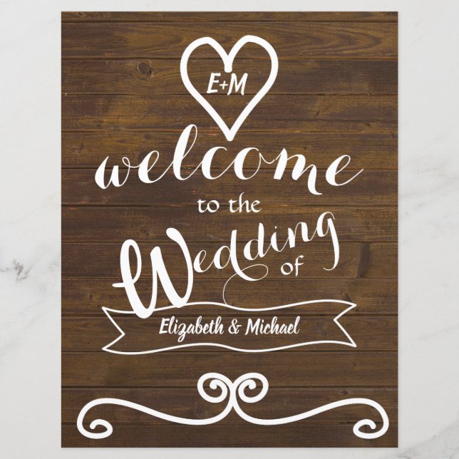 Rustic Welcome Bröllop Sign Chalkboard Budget (Framsida)
