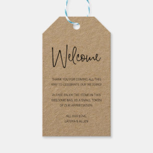 Rustic Welcome Gift Bag eller Basket Bröllop Presentetikett