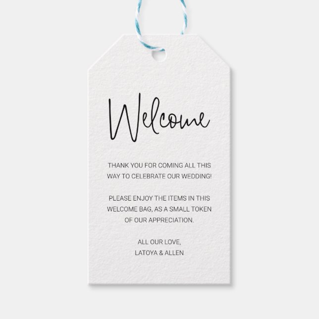 Rustic Welcome Gift Bag eller Basket Bröllop Presentetikett (Framsidan)