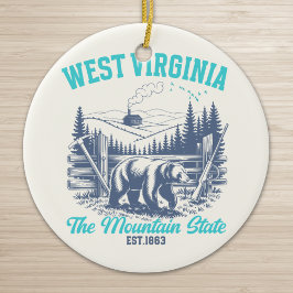 Rustic West Virginia Nature Scene Julgransprydnad Keramik