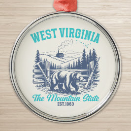 Rustic West Virginia Nature Scene with Bear Julgransprydnad Metall