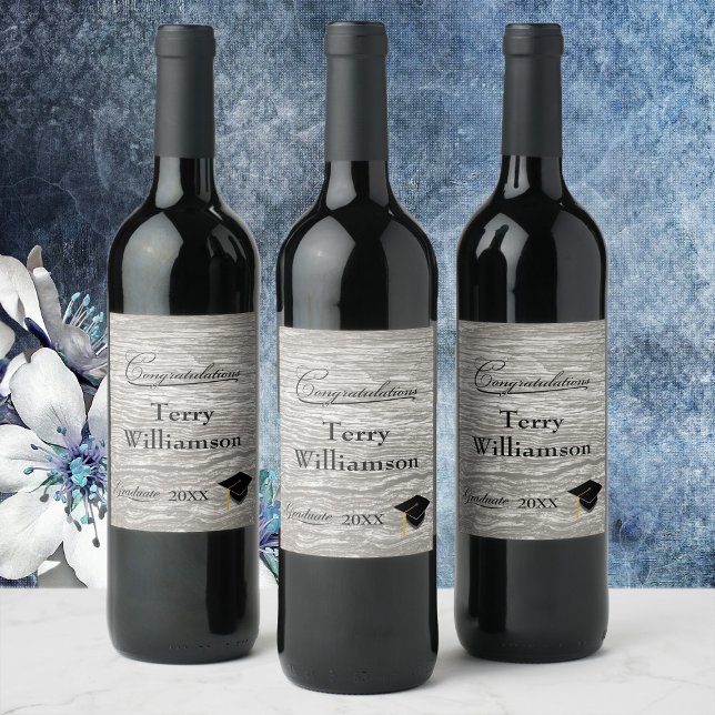 Rustic Western Barn Board Studentfest Vinflaska Etikett (Skapare uppladdad)