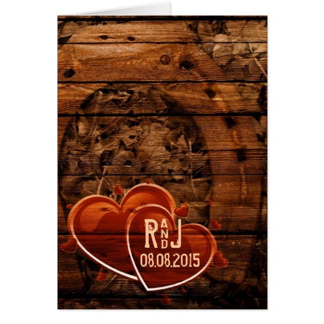 Rustic Western Barn Wood Horseshoe Bröllop Hälsningskort (Framsidan)