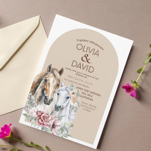 Rustic Western Boho Blommigt Bröllop Inbjudningar