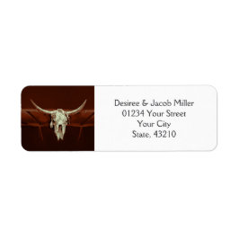 Rustic Western Bröllop Bull Skull Spara datum Returadress Etikett